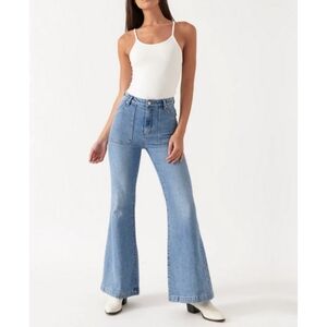 ROLLA'S East Coast Flare Jeans Sz 27 Organic Cotton Mid Blue Denim